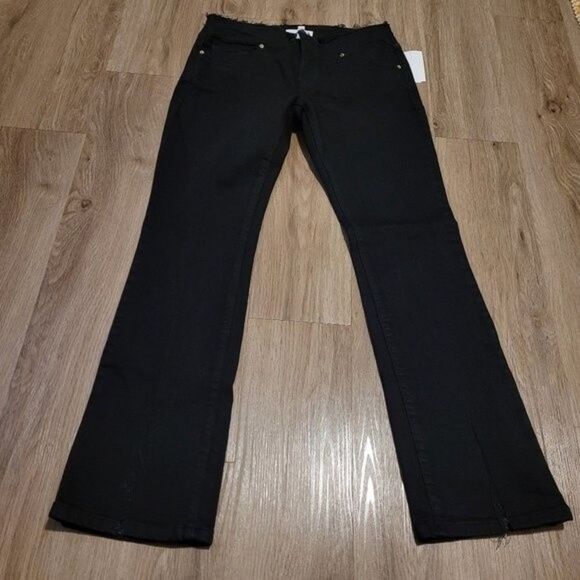 Frame Cut Off Raw Waist Slit Hem Mini Boot Jeans Women's 26 Black Grunge - Picture 4 of 12